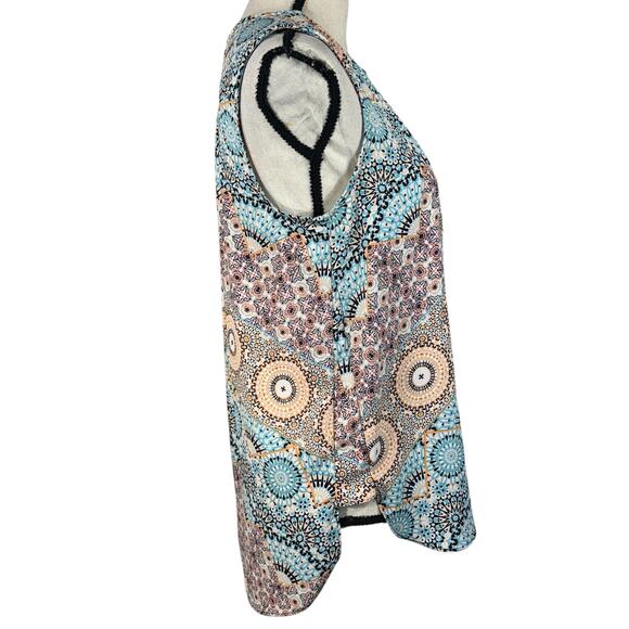 Dana Buchman Medium Top Sleeveless Geometric V-Neck Hi-Low Hem Lightweight Multi - Picture 4 of 9